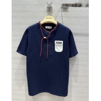 Big Discount Miu Miu Cotton T-shirt M043020 Blue 2024