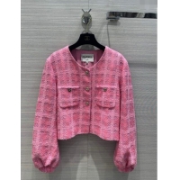 Luxury Discount Chanel Tweed Jacket CH043036 Pink 2024