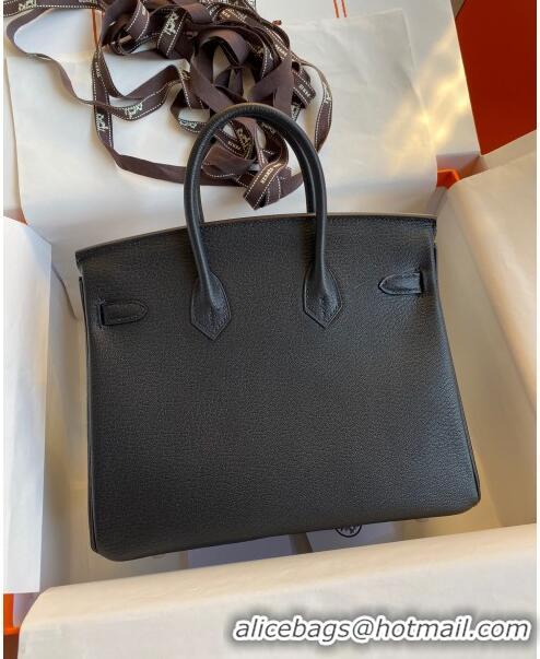 Grade Design Hermes Birkin 30cm Bag in Original Chevre Leather H30 Black/Gold 2024 (Full Handmade)