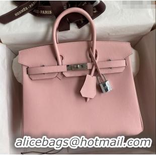 Super Quality Hermes Birkin 35cm Bag in Original Swift Leather H35 3Q Pink/Silver 2024 (Full Handmade)
