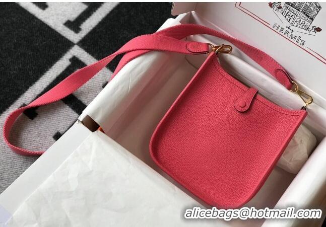 Shop Best Hermes Evelyne Mini Bag 18cm in Togo Leather H1048 Rose Lipstick Pink 2023 (Half Handmade)