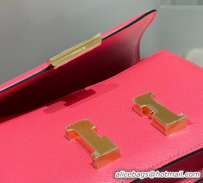 Super Quality Hermes Constance Bag 18cm in Epsom Leather H3037 Rose Lipstick Pink 2023 (Half Handmade)