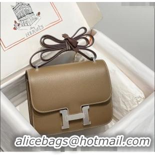 Reasonable Price Hermes Constance Bag 18cm in Epsom Leather H3037 Elephant Grey/Silver 2023 (Half Handmade)