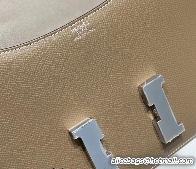 Good Taste Hermes Constance Bag 23cm in Epsom Leather with H3038 Mirror Elephant Grey/Silver 2023 NEW ( Half Handmade)