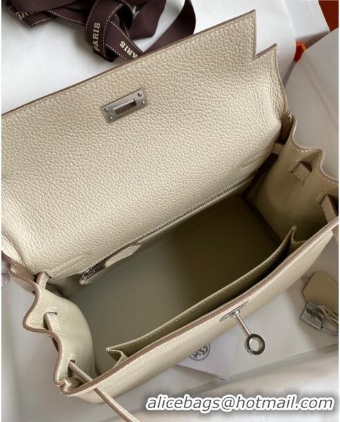 Sumptuous Hermes Kelly 25/28cm Bag in Original Togo Leather K2528 Milkshake white/Silver 2024 (Half Handmade)