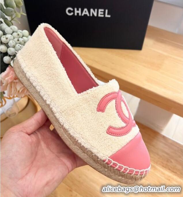 Good Product Chanel Towel Espadrilles Flats Beige/Pink 424203