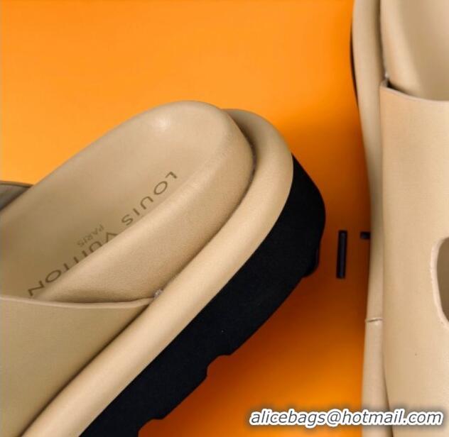 Grade Quality Louis Vuitton Double Buckle Strap Sandals in Calfskin Beige 426050