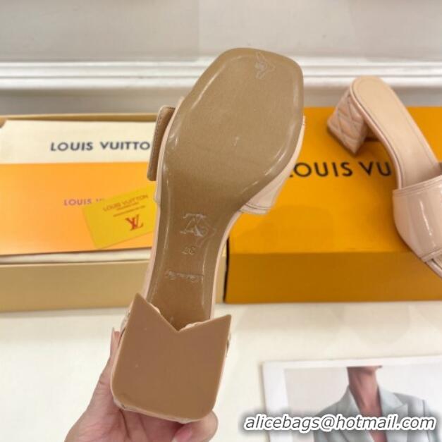 Purchase Louis Vuitton Shake Slide Sandals 5.5cm with Quilted Heel in Patent Calfskin Beige 426059