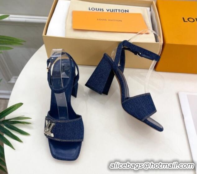 Low Price Louis Vuitton Shake Strap Sandals 9cm in Blue Denim 426082