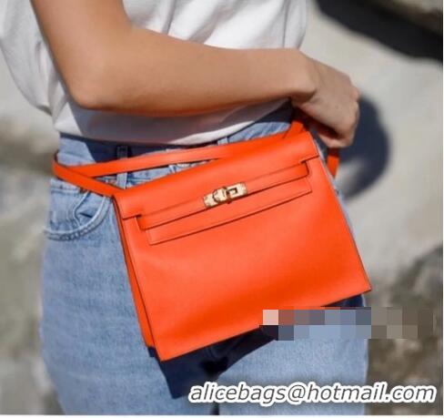 Reasonable Price Hermes Kelly Danse Bag 22cm in Evercolor Leather H1501 Orange (Half Handmade)