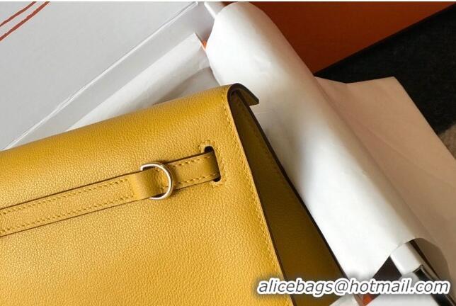 Inexpensive Hermes Kelly Danse Bag 22cm in Evercolor Leather H1501 Amber Yellow (Half Handmade)