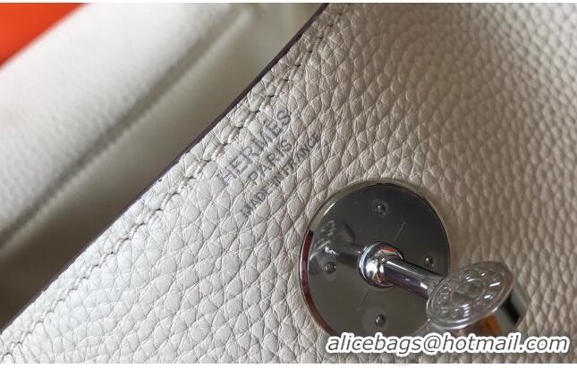 Affordable Price Hermes Mini Lindy 21cm in Original Calf Leather H3043 White