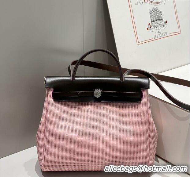 Buy Fashionable Hermes Herbag Zip Bag PM 31cm in Check Canvas 0521 Pink 2024