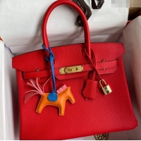 New Design Hermes Birkin 30cm Bag in Original Togo Leather H30 National Flag Red/Gold 2024 (Full Handmade)