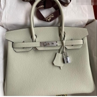 Best Grade Hermes Birkin 30cm Bag in Original Togo Leather H30 Crystal Grey/Silver 2024 (Full Handmade)