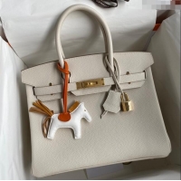 Stylish Hermes Birkin 35cm Bag in Original Togo Leather H35 Milkshake White/Gold 2024 (Full Handmade)