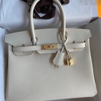 Good Taste Hermes Birkin 35cm Bag in Original Togo Leather H35 Cream White/Gold 2024 (Full Handmade)