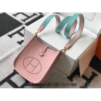 Best Quality Hermes Evelyne Mini Bag 18cm in Togo Leather H1048 3Q Pink 2023 (Half Handmade)