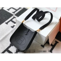Most Popular Hermes Evelyne Mini Bag 18cm in Togo Leather H1048 Black/Gold 2023 (Half Handmade)