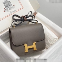 Promotional Hermes Constance Bag 18cm in Epsom Leather H3037 Etain Grey 2023 (Half Handmade)