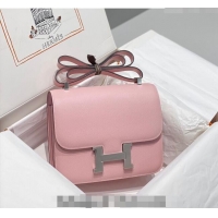New Fashion Hermes Classic Constance Bag 23cm in Epsom Leather H3038 3Q Cream Pink/Silver 2023