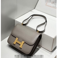Top Design Hermes Classic Constance Bag 23cm in Epsom Leather H3038 Etain Grey/Gold 2023
