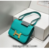 Top Design Hermes Constance Bag 23cm in Epsom Leather with Mirror H3038 Verona Green/Gold 2023 NEW ( Half Handmade)