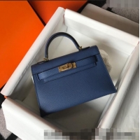 Buy Discount Hermes Mini Kelly II Bag 19cm in Epsom Leather H1021 Agate Blue 2023