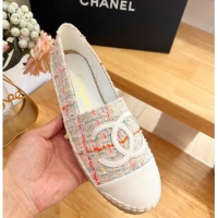 Good Quality Chanel Tweed & Lambskin Espadrilles Flats G29762 Pink 424209