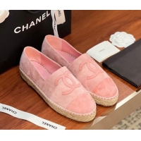 Stylish Chanel Suede Espadrilles Flat Pink 425014