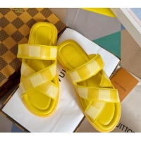 Popular Style Louis Vuitton Men's LV Venice Flat Slide Sandals in Damier Leather Yellow 426098