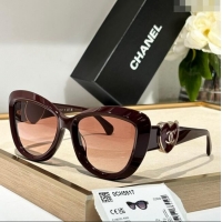 Market Sells Chanel Sunglasses with Heart CH5517 Burgundy 2024