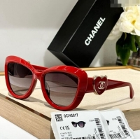 Inexpensive Chanel Sunglasses with Heart CH5517 Red 2024