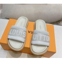 Hot Style Louis Vuitton LV Bliss Comfort Flat Slide Sandals in Leather and Textile White 0426189