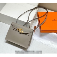 Most Popular Hermes Kelly Danse Bag 22cm in Evercolor Leather H1508 Pitch Grey/Gold (Half Handmade)