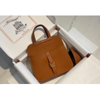 Low Price Hermes Halzan Mini 22cm Bag in Togo Calfskin Leather HH2936 Brown/Gold