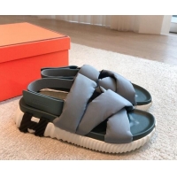 Best Grade Hermes Electric Sandals in Technical Fabric Grey 0326100