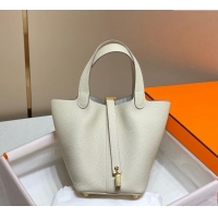 Top Quality Hermes Picotin Lock Bag 18cm/22cm in Togo Calfskin 11287 Cream White/Gold 2023