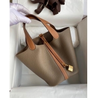 Best Price Hermes Picotin Lock Bag 18cm/22cm in Taurillon Clemence Leather H2901 Etoupe/Brown/Gold (Full Handmade)