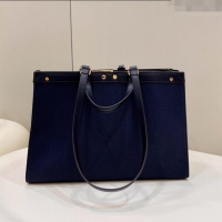 Well Crafted Fendi Medium X-Tote Bag in Dark Blue Canvas FF 8265A 2024