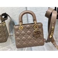 Pretty Style Dior Small Lady My ABCDior Bag inCannage Lambskin 0523 Khaki Grey 2024