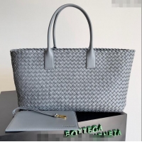 Promotional Bottega Veneta Large Cabat Tote Bag in Intreccio Leather 608811 Thunder Grey 2024