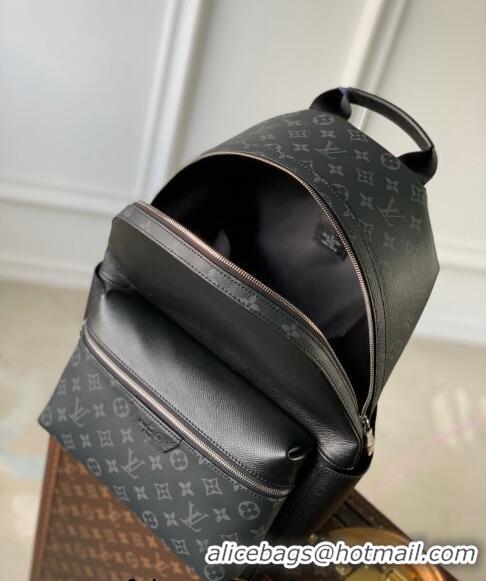 Luxury New Louis Vuitton Men's Discovery Backpack bag in Taiga Leather and Monogram Canvas M31033 Black 2024