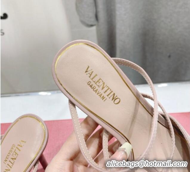 Discount Valentino Rockstud Wispy Calfskin Leather Heel Mules 9cm Dusty Pink 429143