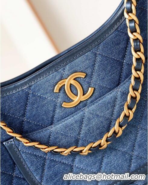 Best Promotional Chanel Washed Denim Hobo Bag AS4666 Blue 2024