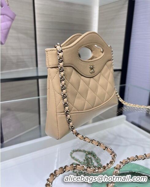 Buy Classic Chanel Shiny Lambskin East-West Mini 31 Shopping Bag AS3656 Beige 2024