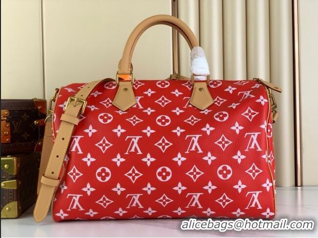 Best Quality Louis Vuitton RUNWAY Speedy P9 Bandouliere 40 Bag in Soft Calfskin M24420 Red 2024