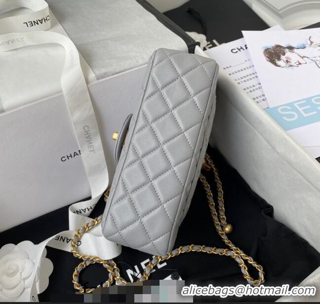 Grade Fashion Chanel Lambskin Small Flap Bag with Gold-Tone Metal Ball AS1787 Grey 2024