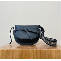 Good Taste Loewe Small Gate Dual Bag in Soft Calfskin and Jacquard Strap L0301 Navy Blue 2024 Top