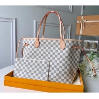 Trendy Design Louis Vuitton Classic Neverfull MM Tote Bag N41361 Damier Azur Canvas/White 2024